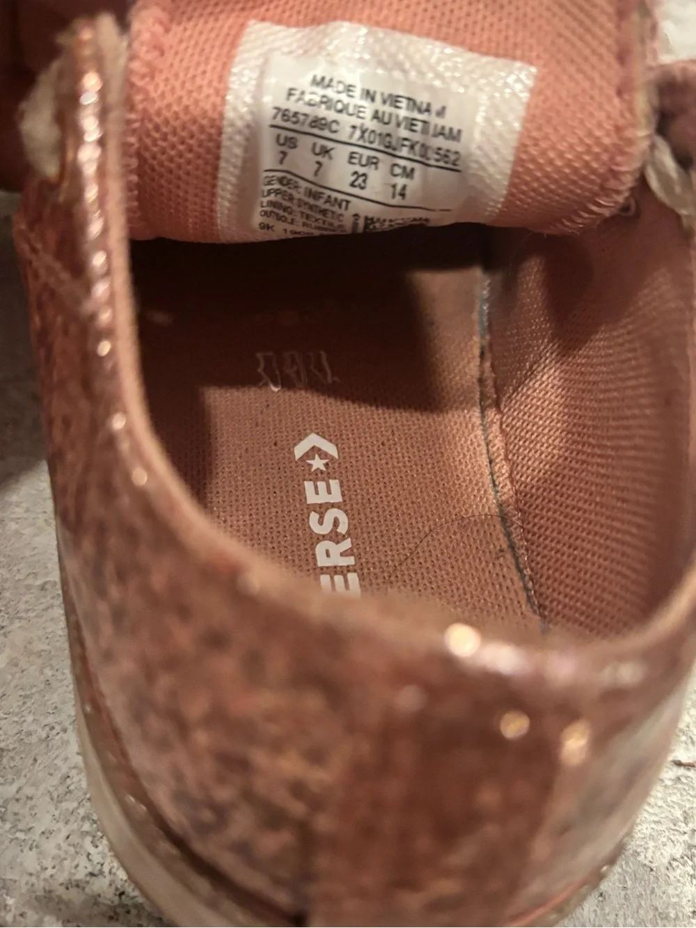 Converse Kids Glitter Lace-Up Sneakers in Rose Gold